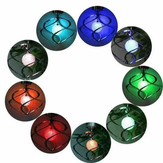 Alt view image 2 of 7 - Solar Powered Spiral Wind Spinner Color Changing LED Light Wind Chimes Lamp Yard
