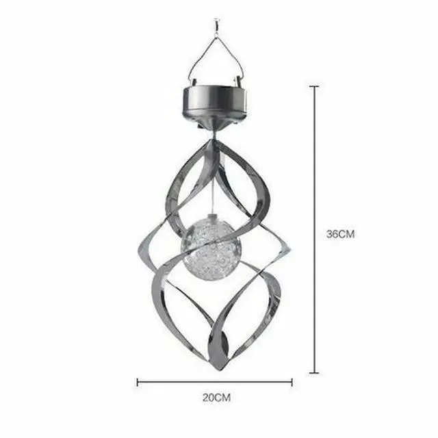 Alt view image 6 of 7 - Solar Powered Spiral Wind Spinner Color Changing LED Light Wind Chimes Lamp Yard
