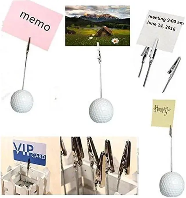 Alt view image 3 of 7 - Golf Ball Shaped Table Number Holder Name Place Card Memo Clip Holder Golf Stand