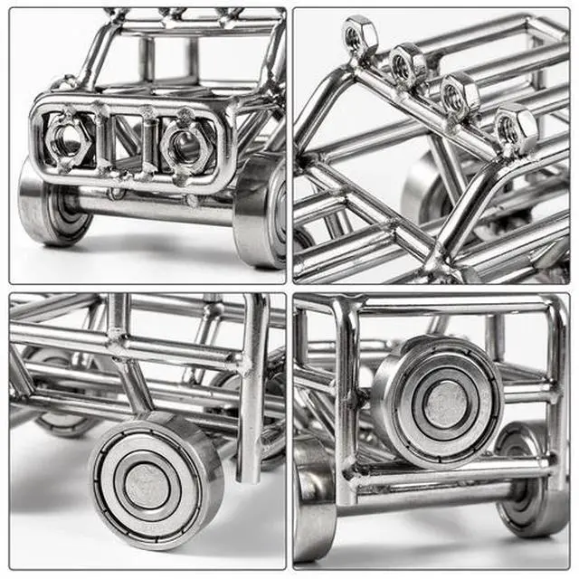 Alt view image 5 of 7 - Handmade Metal Antique Vintage Car Model Home Decor Decoration Ornaments Vehicle