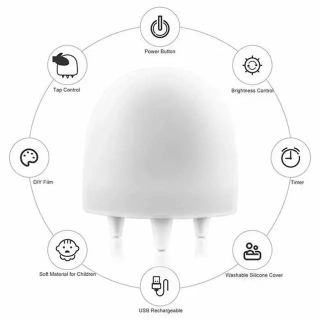 Alt view image 2 of 7 - Color Change Silicone LED Touch Sensor Light Night Lamp Children Bedroom Nursery