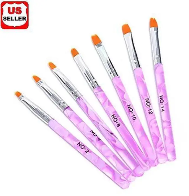 Main image of 7Pcs Acrylic Nail Art Pen Tips UV Builder Gel Painting Brush Manicure Set Hot US