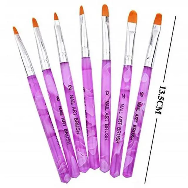 Alt view image 2 of 6 - 7Pcs Acrylic Nail Art Pen Tips UV Builder Gel Painting Brush Manicure Set Hot US