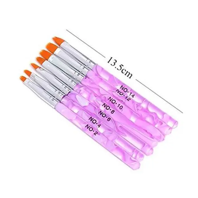 Alt view image 4 of 6 - 7Pcs Acrylic Nail Art Pen Tips UV Builder Gel Painting Brush Manicure Set Hot US
