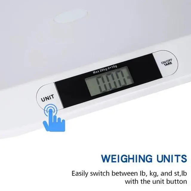 Alt view image 3 of 7 - 20kg / 44lb Capacity Digital Pet Baby Newborns Weighing Scale LCD Display ABS US
