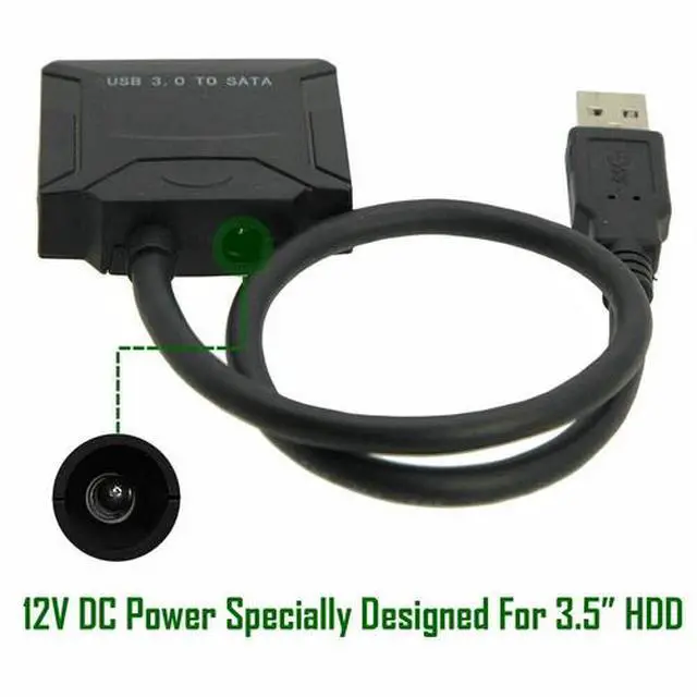 Alt view image 2 of 7 - USB 3.0 to SATA III Adapter for 2.5" 3.5" SSD HDD Hard Drive with 12V/2A Power