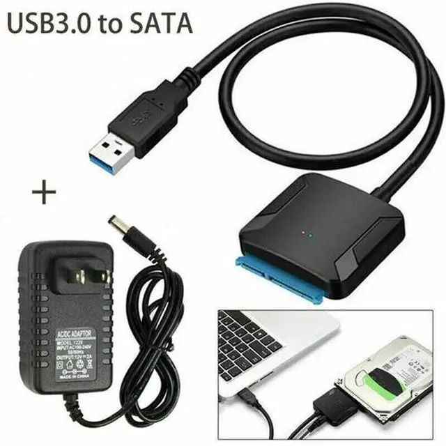 Alt view image 6 of 7 - USB 3.0 to SATA III Adapter for 2.5" 3.5" SSD HDD Hard Drive with 12V/2A Power