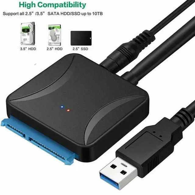 Alt view image 7 of 7 - USB 3.0 to SATA III Adapter for 2.5" 3.5" SSD HDD Hard Drive with 12V/2A Power