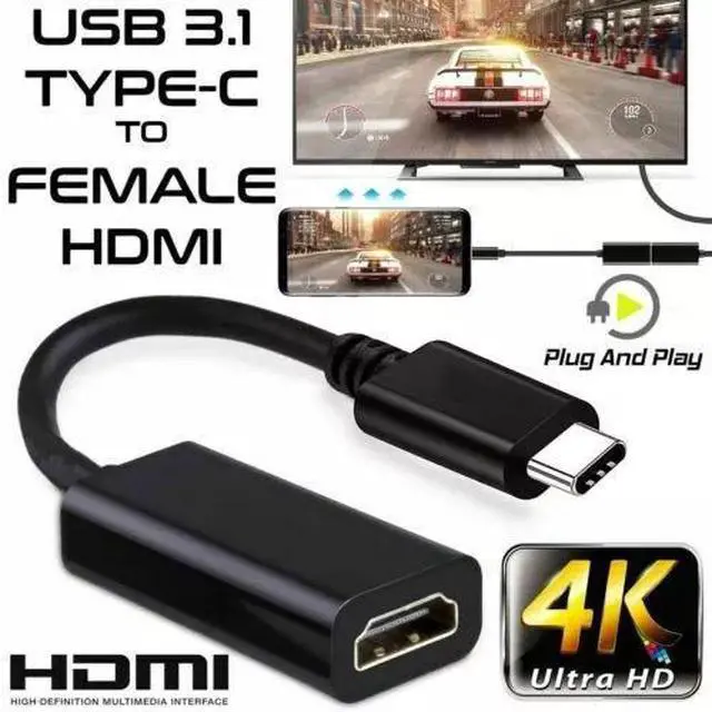 Main image of USB-C Type C to HDMI Adapter USB 3.1 Cable For MHL Android Phone Tablet Black