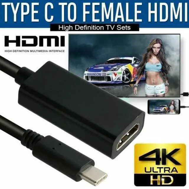 Alt view image 2 of 2 - USB-C Type C to HDMI Adapter USB 3.1 Cable For MHL Android Phone Tablet Black