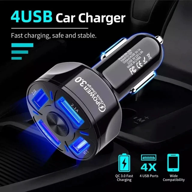 Alt view image 2 of 7 - 4 Port USB Super Fast Car Charger Adapter