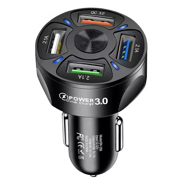 Alt view image 3 of 7 - 4 Port USB Super Fast Car Charger Adapter