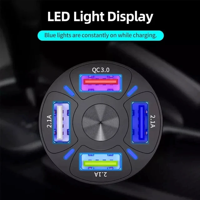 Alt view image 6 of 7 - 4 Port USB Super Fast Car Charger Adapter