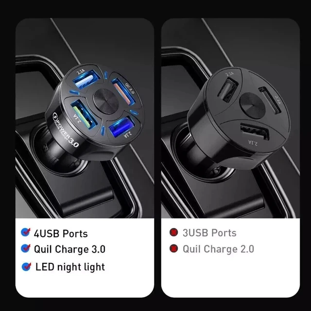 Alt view image 7 of 7 - 4 Port USB Super Fast Car Charger Adapter
