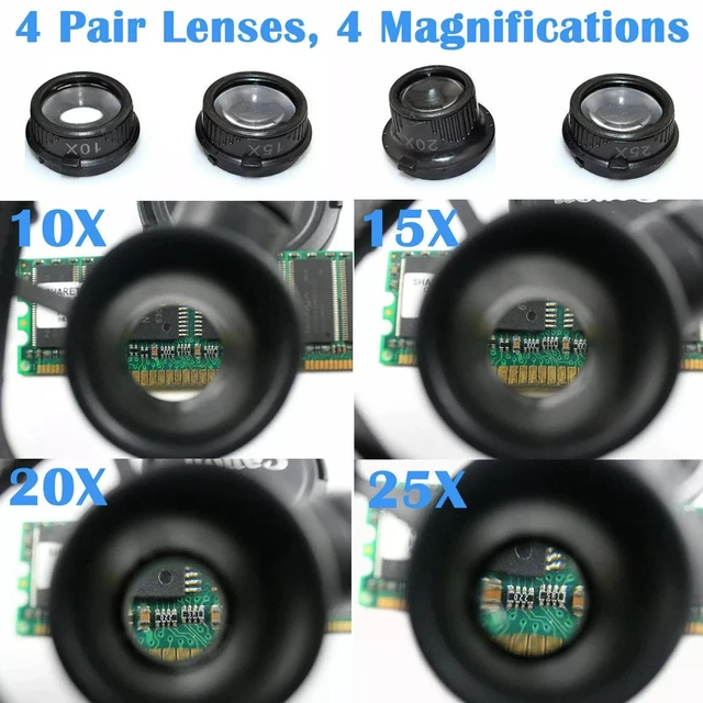 Alt view image 2 of 7 - Double Eye Jewelry Watch Repair Magnifier Loupe Glasses With LED Light 8 Lens US