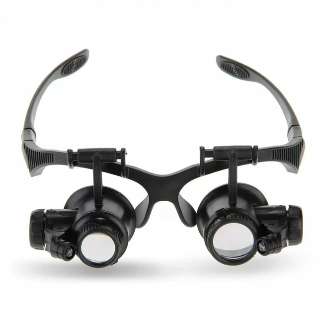 Alt view image 6 of 7 - Double Eye Jewelry Watch Repair Magnifier Loupe Glasses With LED Light 8 Lens US