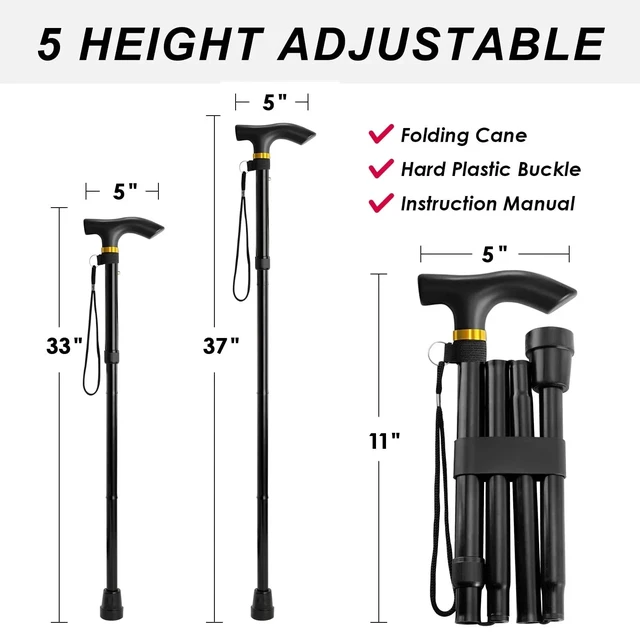 Alt view image 2 of 7 - Walking Cane, Folding Cane for Man & Women, Portable Lightweight | 11", Black