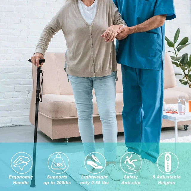 Alt view image 6 of 7 - Walking Cane, Folding Cane for Man & Women, Portable Lightweight | 11", Black