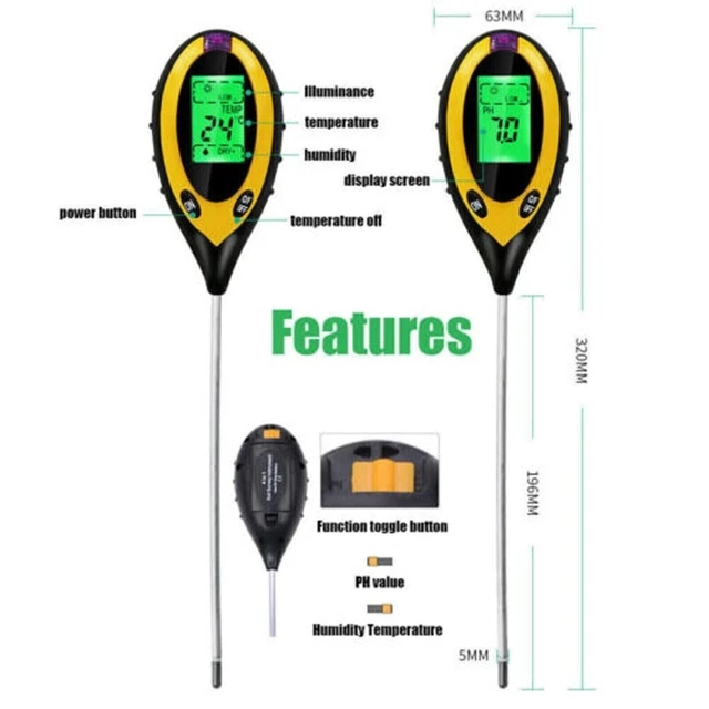 Alt view image 3 of 7 - 4 in 1 PH Tester Soil Water Moisture Light Test Meter for Garden Plant Seeding