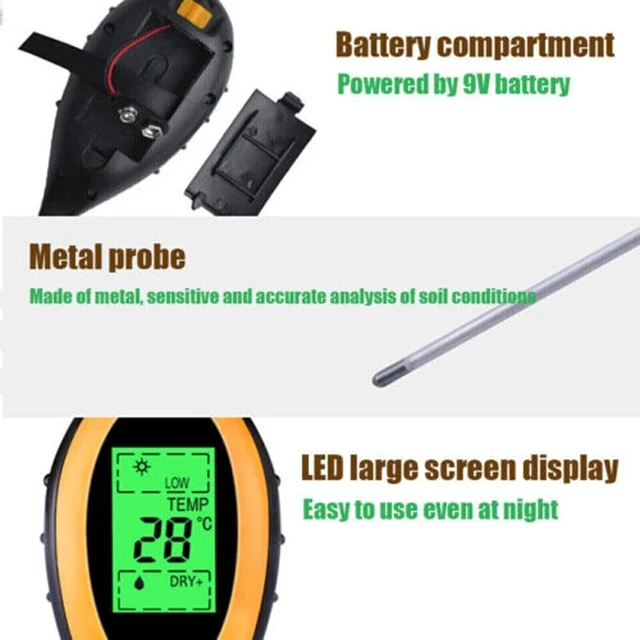 Alt view image 7 of 7 - 4 in 1 PH Tester Soil Water Moisture Light Test Meter for Garden Plant Seeding