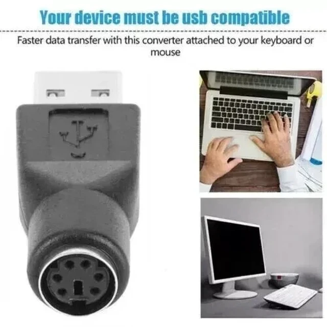 Alt view image 6 of 7 - PS/2 PS2 Male to USB Female Adapter Converter Connector For Computer PC Keyboard