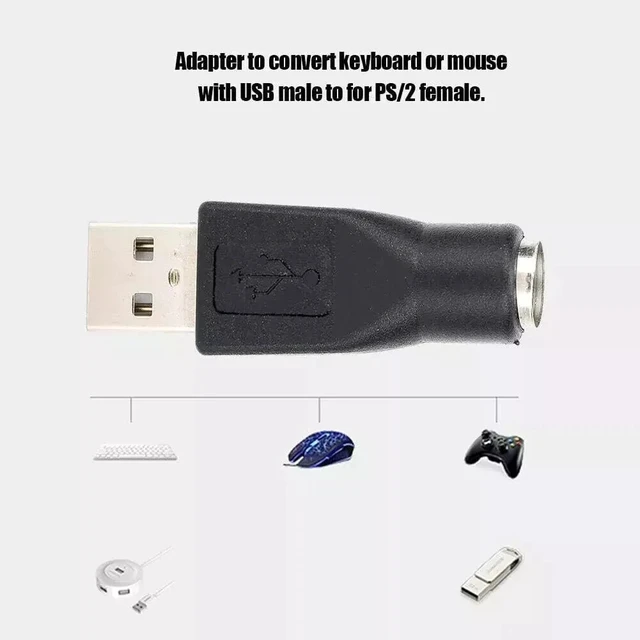 Alt view image 5 of 7 - PS/2 PS2 Male to USB Female Adapter Converter Connector For Computer PC Keyboard