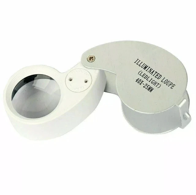 Alt view image 2 of 7 - 40X Illuminated Jewelers Eye Loupe Foldable Magnifier Bright LED Light Gold
