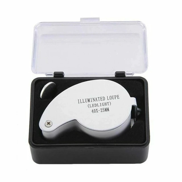 Alt view image 6 of 7 - 40X Illuminated Jewelers Eye Loupe Foldable Magnifier Bright LED Light Gold