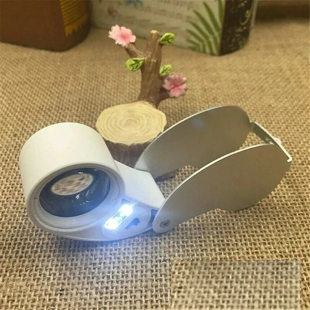 Alt view image 5 of 7 - 40X Illuminated Jewelers Eye Loupe Foldable Magnifier Bright LED Light Gold