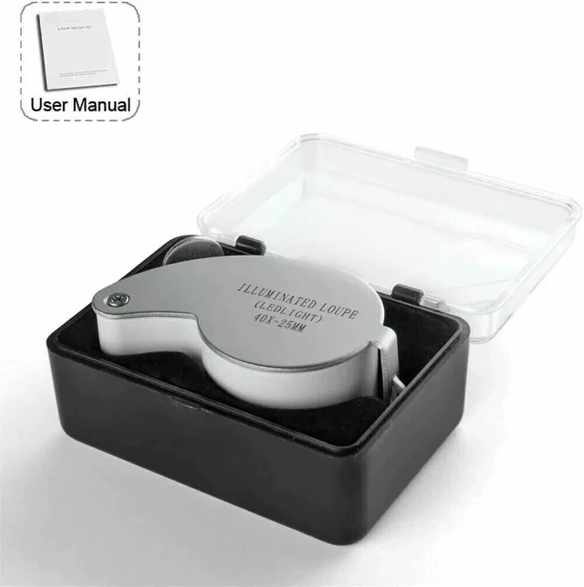 Alt view image 7 of 7 - 40X Illuminated Jewelers Eye Loupe Foldable Magnifier Bright LED Light Gold