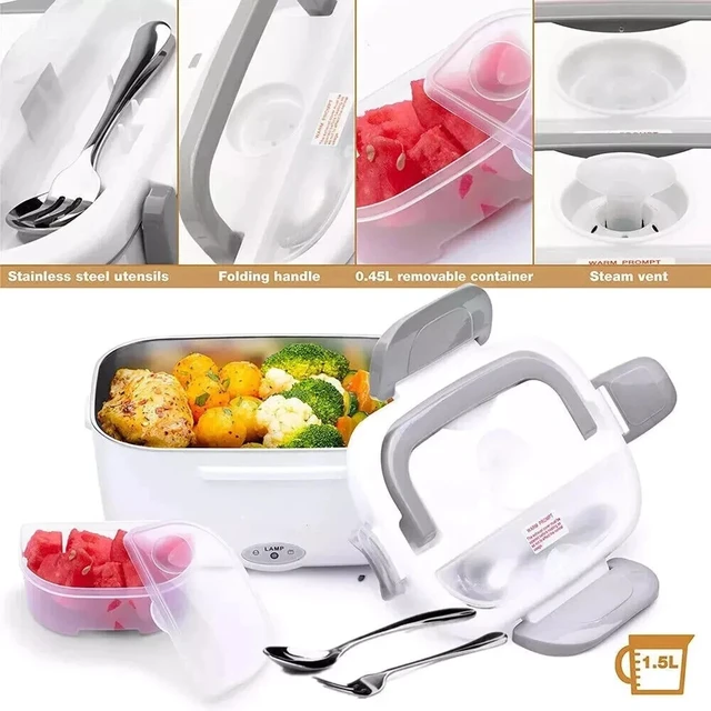 Alt view image 2 of 7 - 1.5L Electric Heating Lunch Box Portable for Car Office Food Warmer Container US