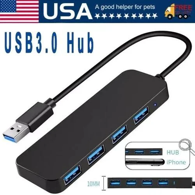 Main image of USB 3.0 Hub 4-Port USB Hub USB Splitter USB Expander for Laptops Flash Drive HDD
