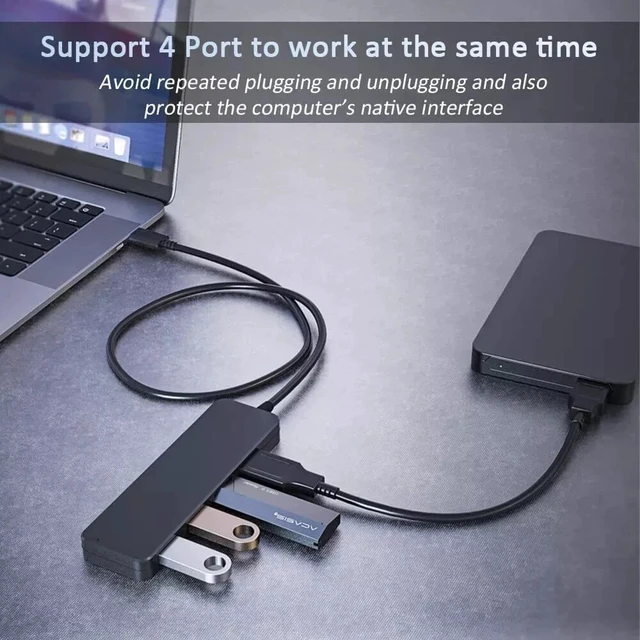 Alt view image 3 of 7 - USB 3.0 Hub 4-Port USB Hub USB Splitter USB Expander for Laptops Flash Drive HDD