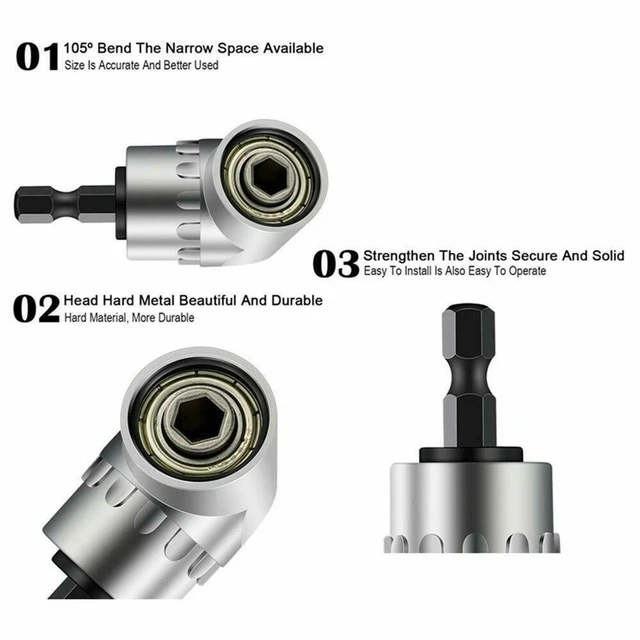 Alt view image 2 of 7 - Socket Adapter Set Hex Shank to 1/4" 3/8" 1/2" Impact Driver Drill 3 pcs Color