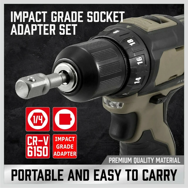 Alt view image 5 of 7 - Socket Adapter Set Hex Shank to 1/4" 3/8" 1/2" Impact Driver Drill 3 pcs Color