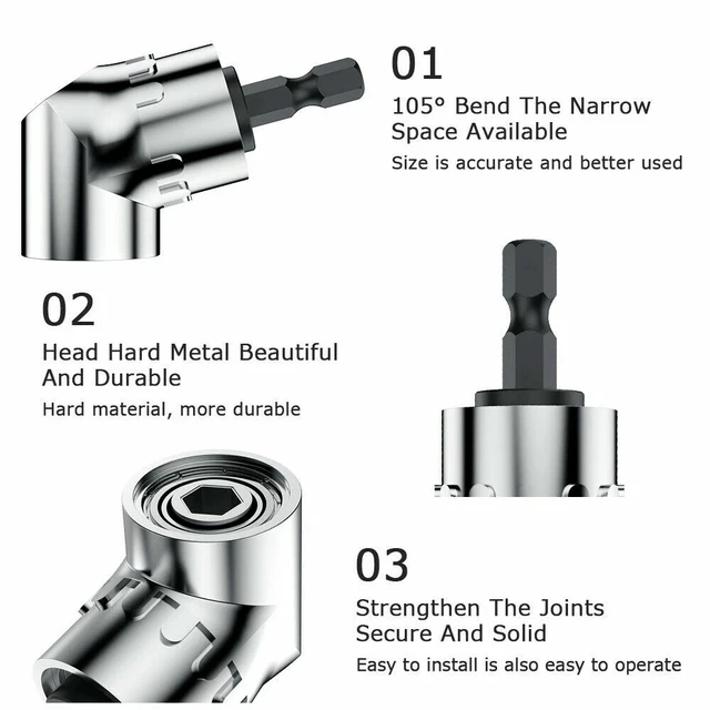 Alt view image 6 of 7 - Socket Adapter Set Hex Shank to 1/4" 3/8" 1/2" Impact Driver Drill 3 pcs Color