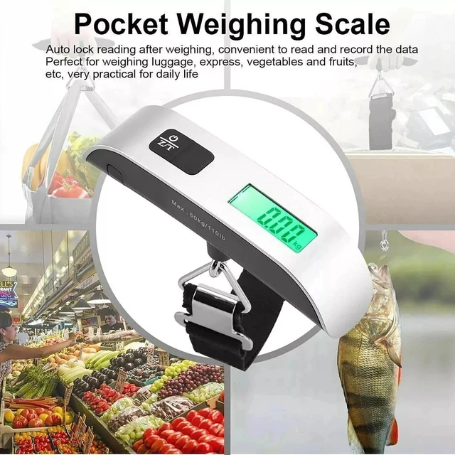 Alt view image 5 of 7 - New Luggage Scale 110lb 50kg Portable Travel LCD Digital Hanging Weight
