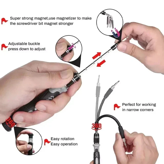 Alt view image 3 of 7 - 122 in 1 Precision Screwdriver Set Computer Repair Tool Kit Acssart Magnetic Bit