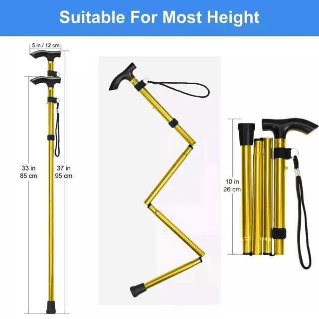 Alt view image 2 of 6 - Cane Walking Stick Adjustable Folding walking Aluminum Collapsible Travel Hiking