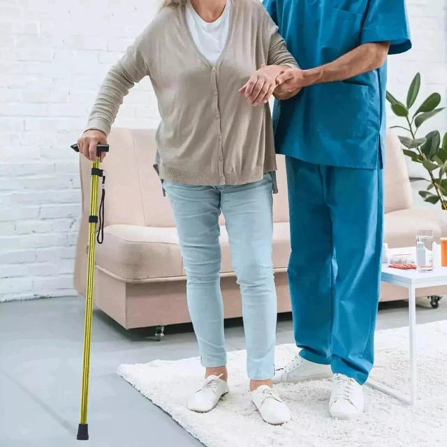 Alt view image 6 of 6 - Cane Walking Stick Adjustable Folding walking Aluminum Collapsible Travel Hiking