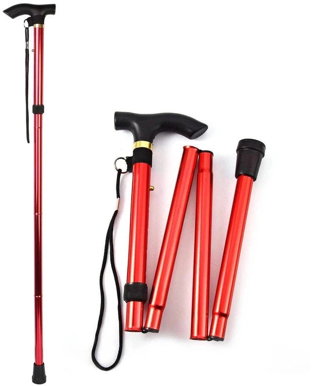 Main image of Walking Cane Aluminum Alloy Walking Stick Adjustable Folding Travel Hiking Stick