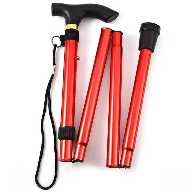 Alt view image 2 of 7 - Walking Cane Aluminum Alloy Walking Stick Adjustable Folding Travel Hiking Stick