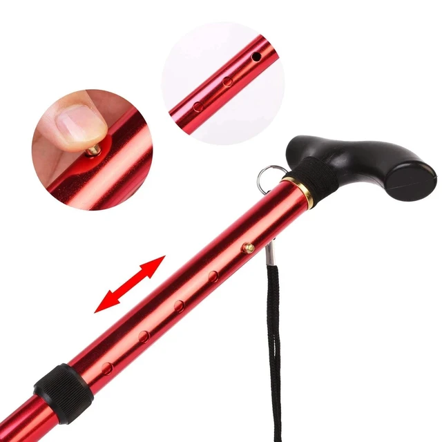 Alt view image 4 of 7 - Walking Cane Aluminum Alloy Walking Stick Adjustable Folding Travel Hiking Stick