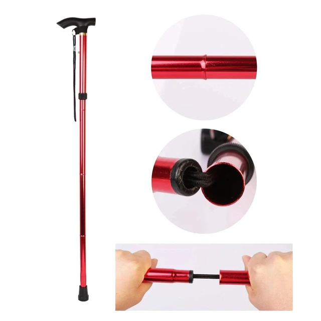 Alt view image 5 of 7 - Walking Cane Aluminum Alloy Walking Stick Adjustable Folding Travel Hiking Stick