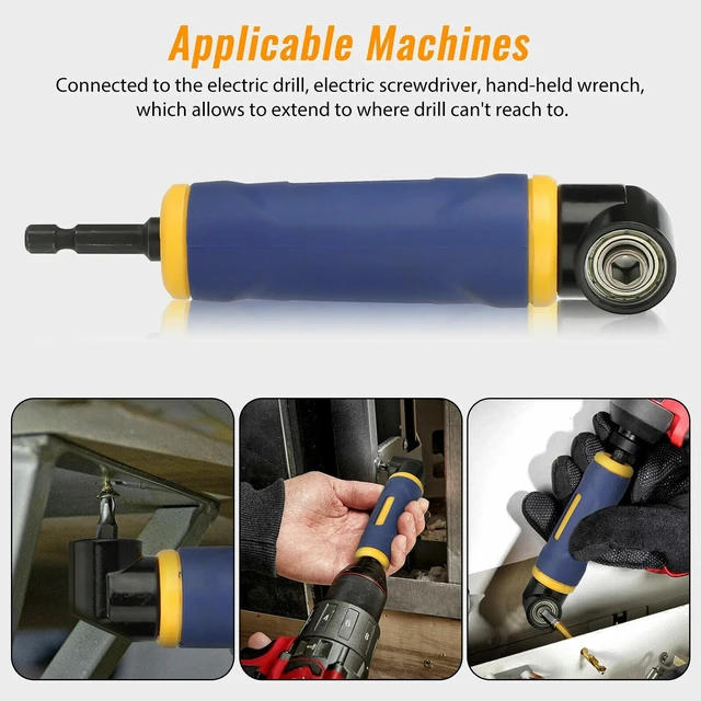 Alt view image 4 of 7 - 90 Degree Angle 1/4" Screwdriver Socket Adapter Drill Extension Attachment Tool