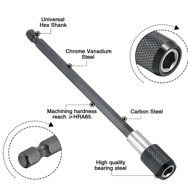 Alt view image 6 of 7 - 90 Degree Angle 1/4" Screwdriver Socket Adapter Drill Extension Attachment Tool