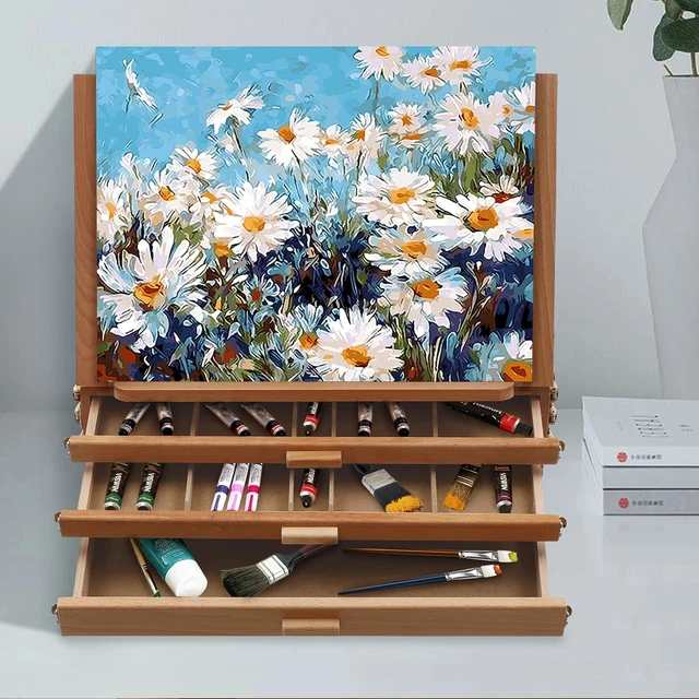 Alt view image 3 of 7 - Adjustable Storage Box Easel,Painting Board Stand with Drawers,Storage Box Easel