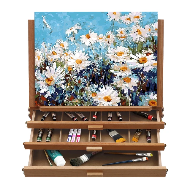 Alt view image 5 of 7 - Adjustable Storage Box Easel,Painting Board Stand with Drawers,Storage Box Easel