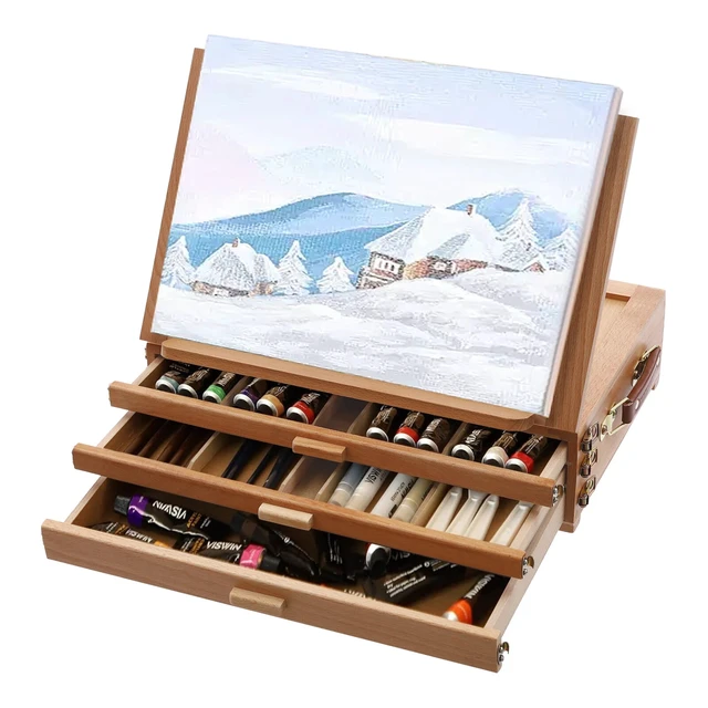 Alt view image 6 of 7 - Adjustable Storage Box Easel,Painting Board Stand with Drawers,Storage Box Easel