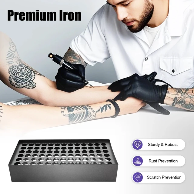 Alt view image 3 of 7 - 78-Holes Tattoo Ink Rack Wall Mounted Ink Bottle Display Holder Stand Organizer